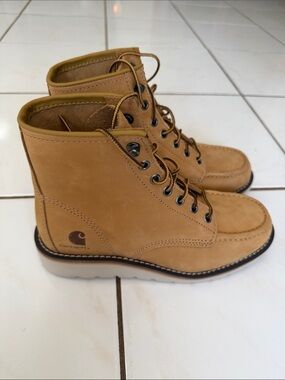 Carhartt Wheat Leather Moc Toe Women’s Work Boots Size 7 NWOT